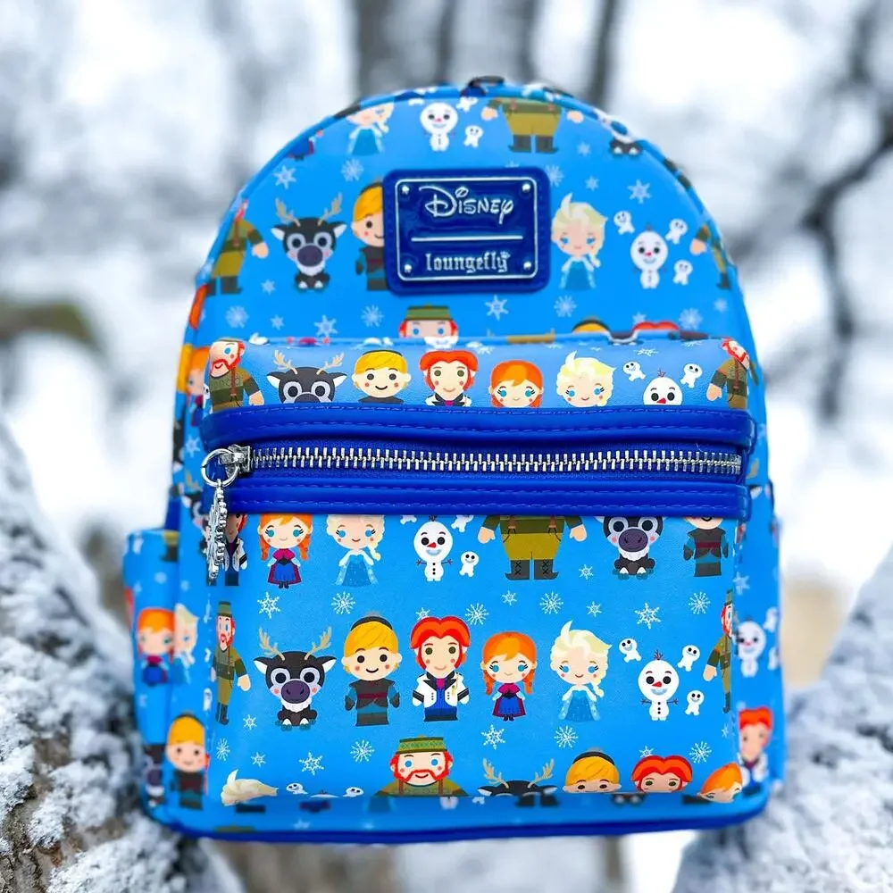 Loungefly Disney Frozen Chibi Mini Backpack Elsa Anna Olaf Bag AOP Vegan Leather